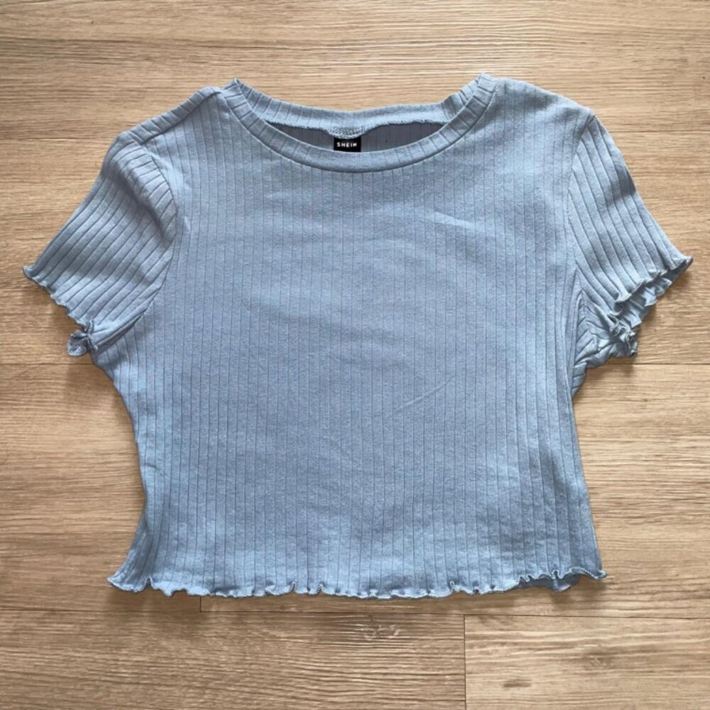 LIGHT BLUE CROP TOP w/ ruffles